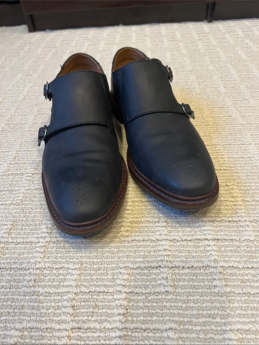 Men's Double Monk Strap Dress Shoes - midnight navy